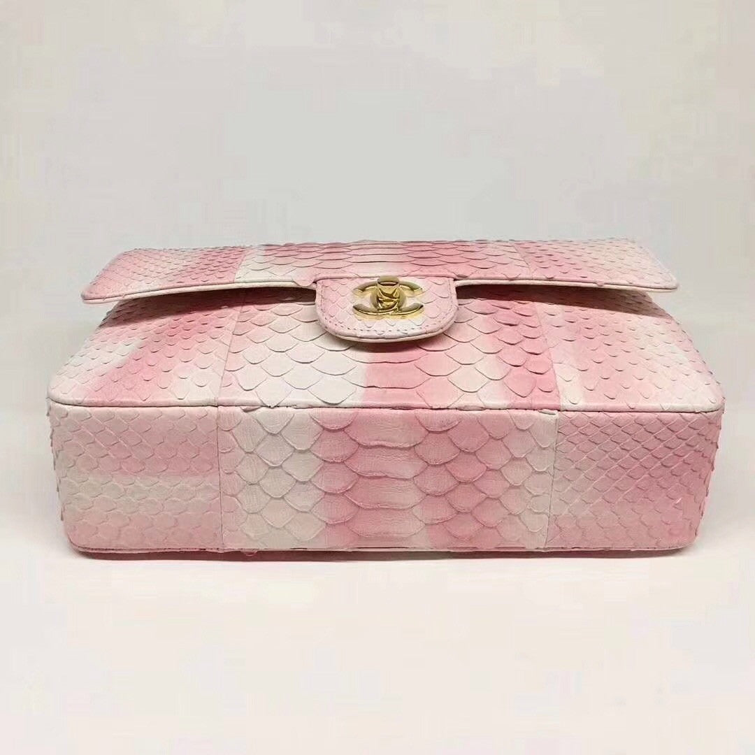 Chanel Python Classic Handbag Pink