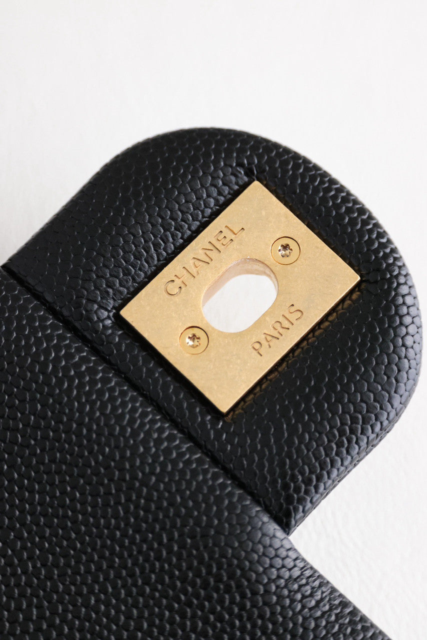 Chanel Single Flap LeatherChunky Chain Small in black with gold hardware