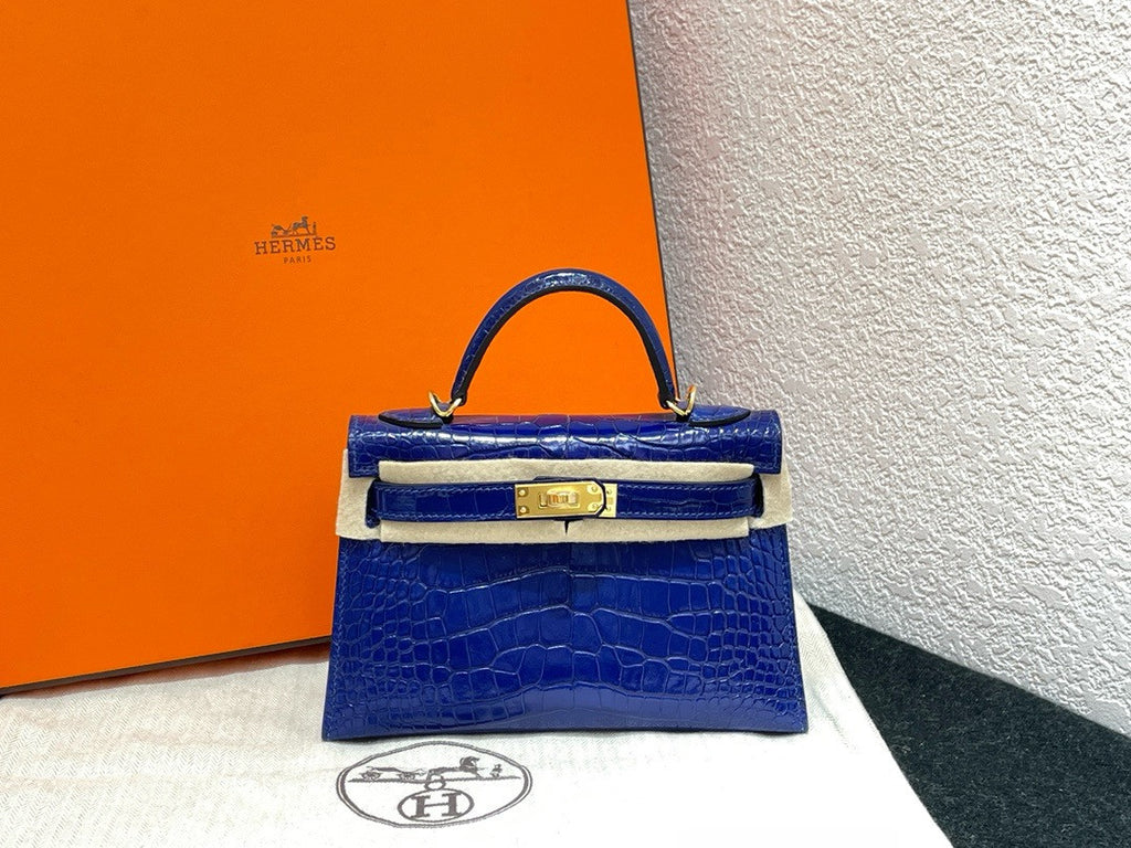 Hermès Kelly 20 Mini II Blue Electric Alligator Gold Hardware Hermes