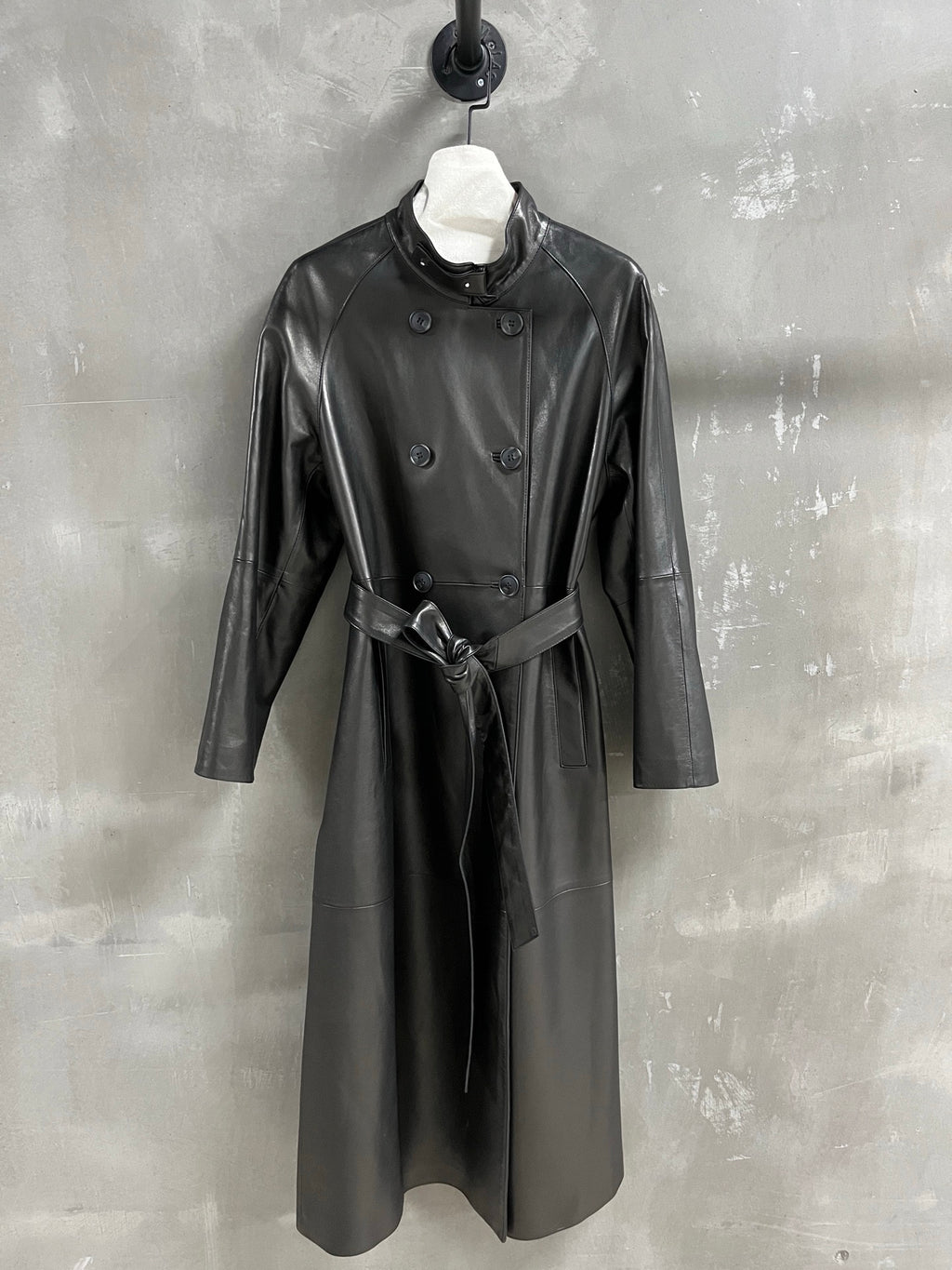 Christian Dior leather trench coat - front view