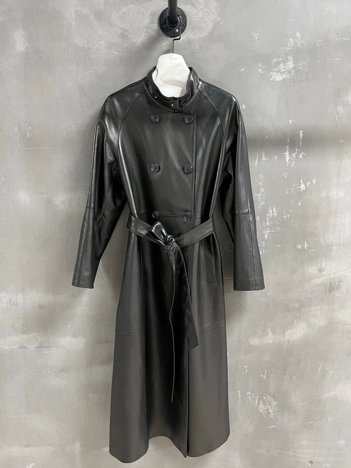 Christian Dior leather trench coat - front view