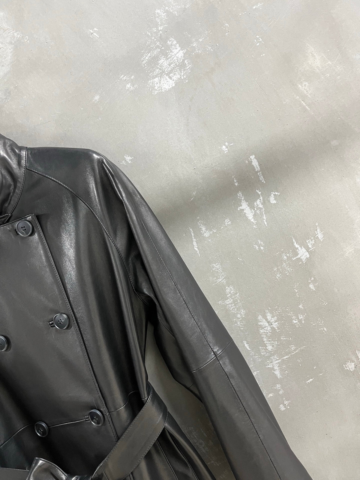 Christian Dior leather trench coat - side detail