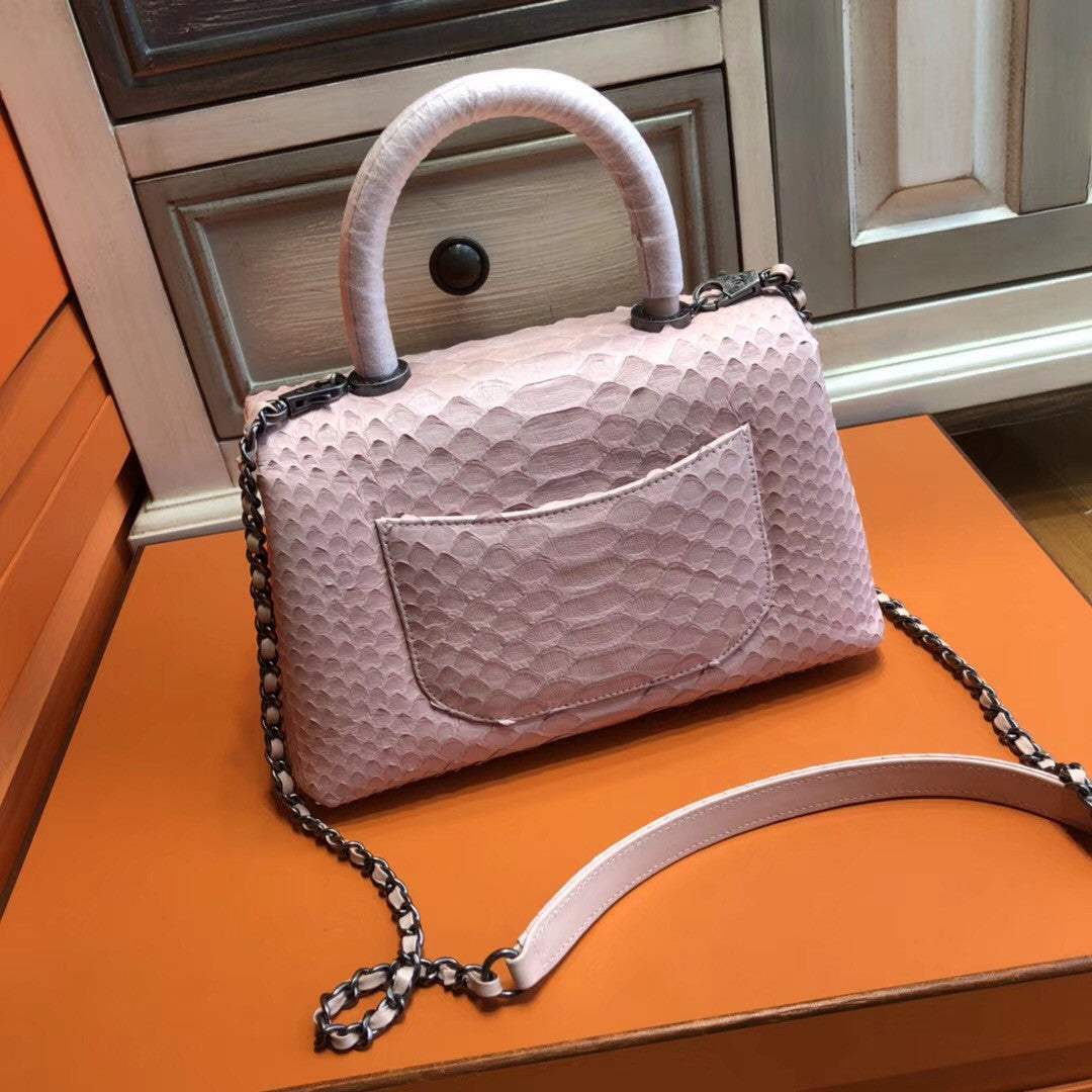 Chanel Pink Python Flap Bag with top handle