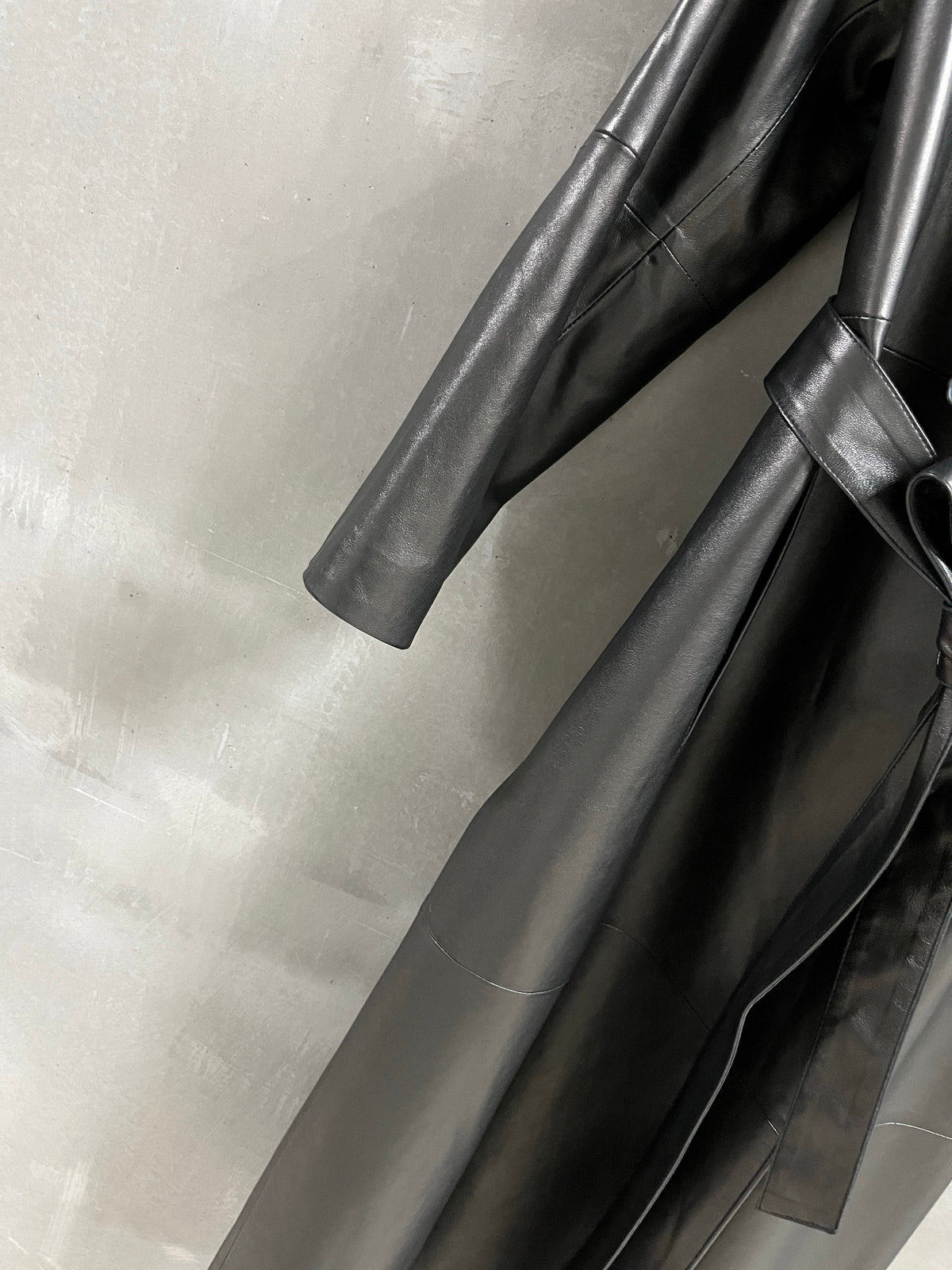 Christian Dior leather trench coat - lower and sleeve detail