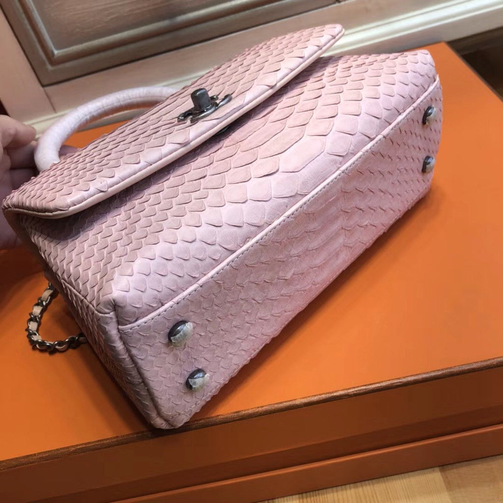 Chanel Pink Python Flap Bag with top handle