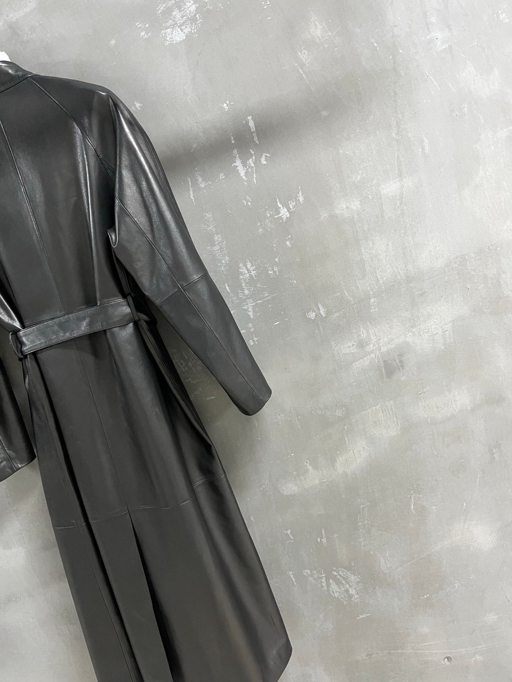 Christian Dior leather trench coat - side back view