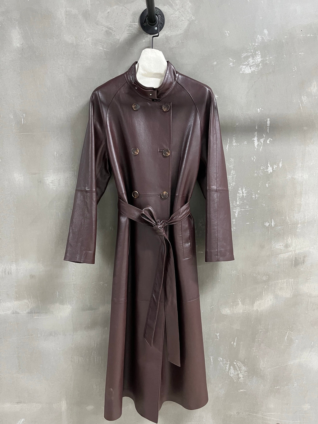 Christian Dior leather trench coat - full front view