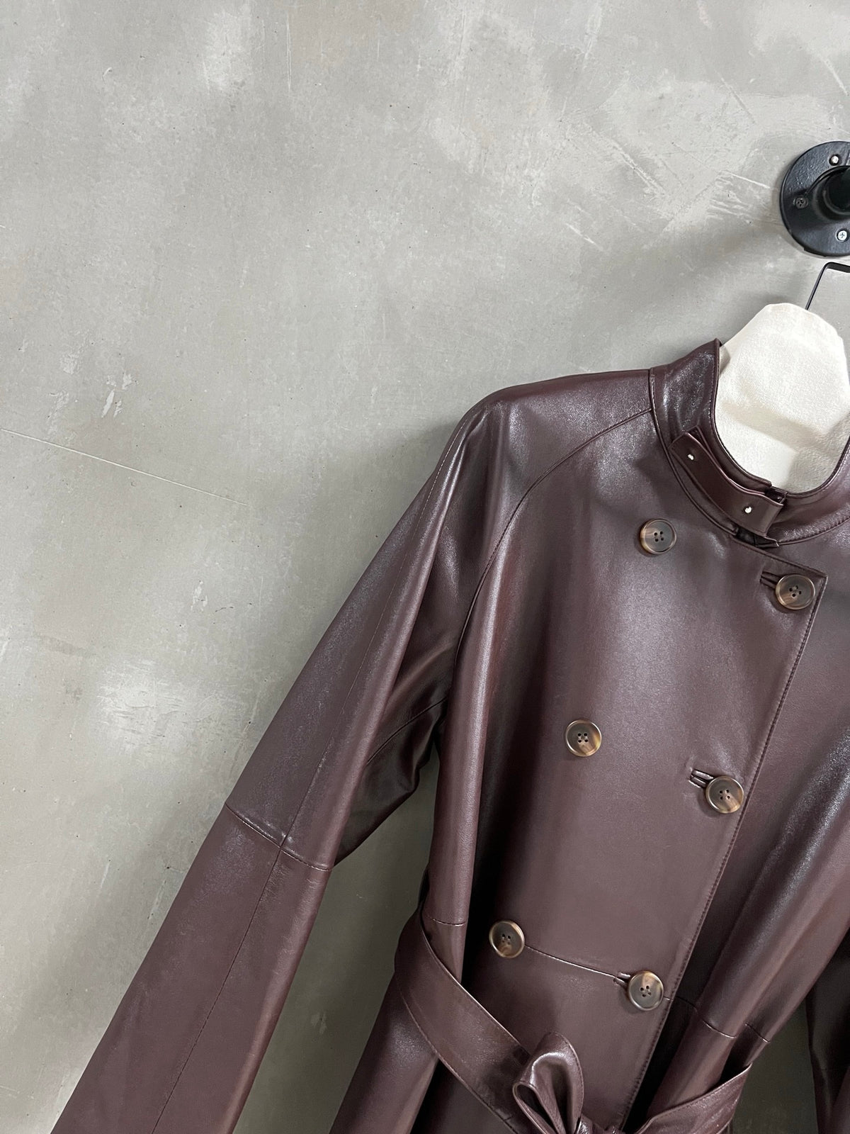Christian Dior leather trench coat - upper front right detail