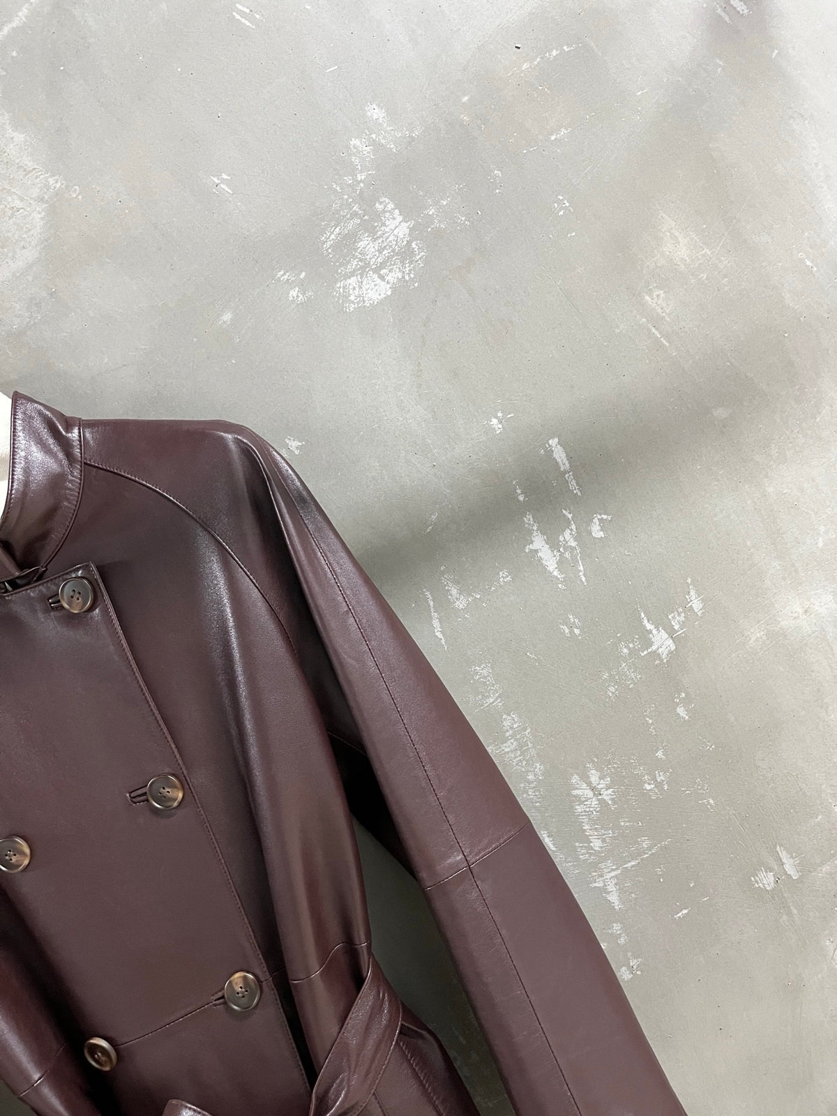 Christian Dior leather trench coat - upper front left detail
