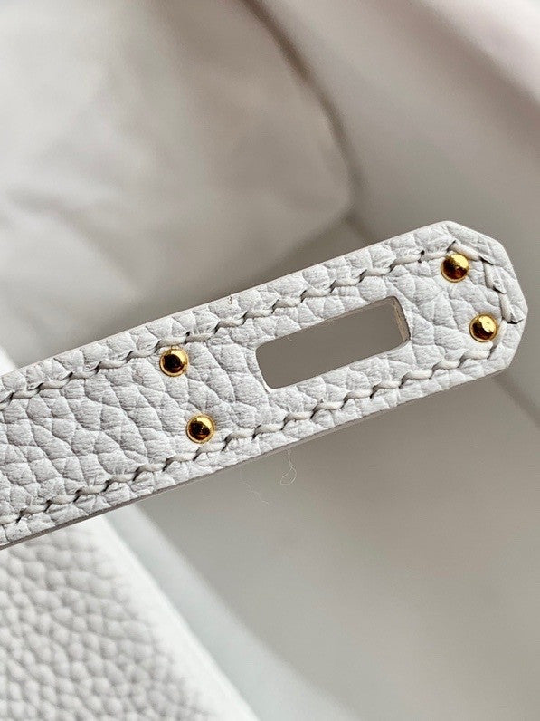 Hermes White Birkin 25 cm Togo Gold Hardware