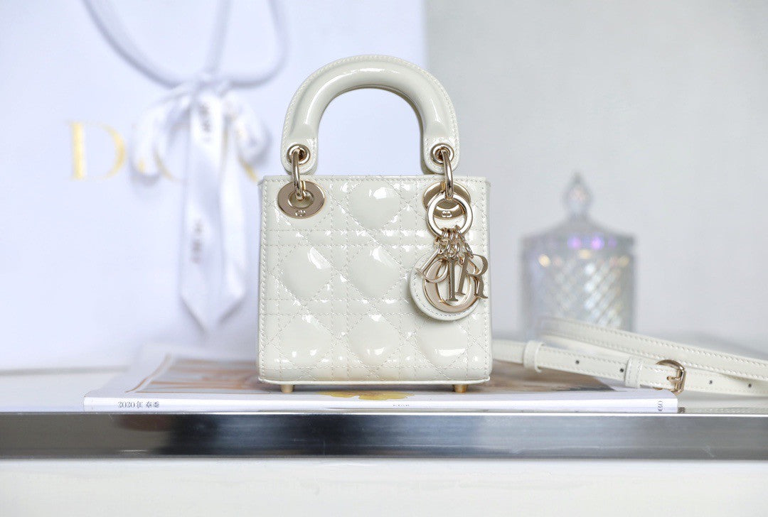 Christian Dior MICRO LADY DIOR BAG PATENT WHITE