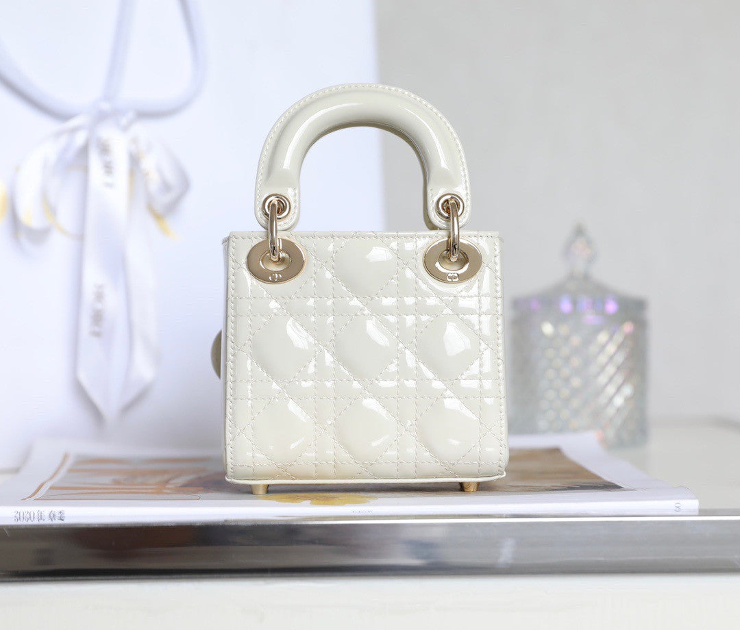 Christian Dior MICRO LADY DIOR BAG PATENT WHITE
