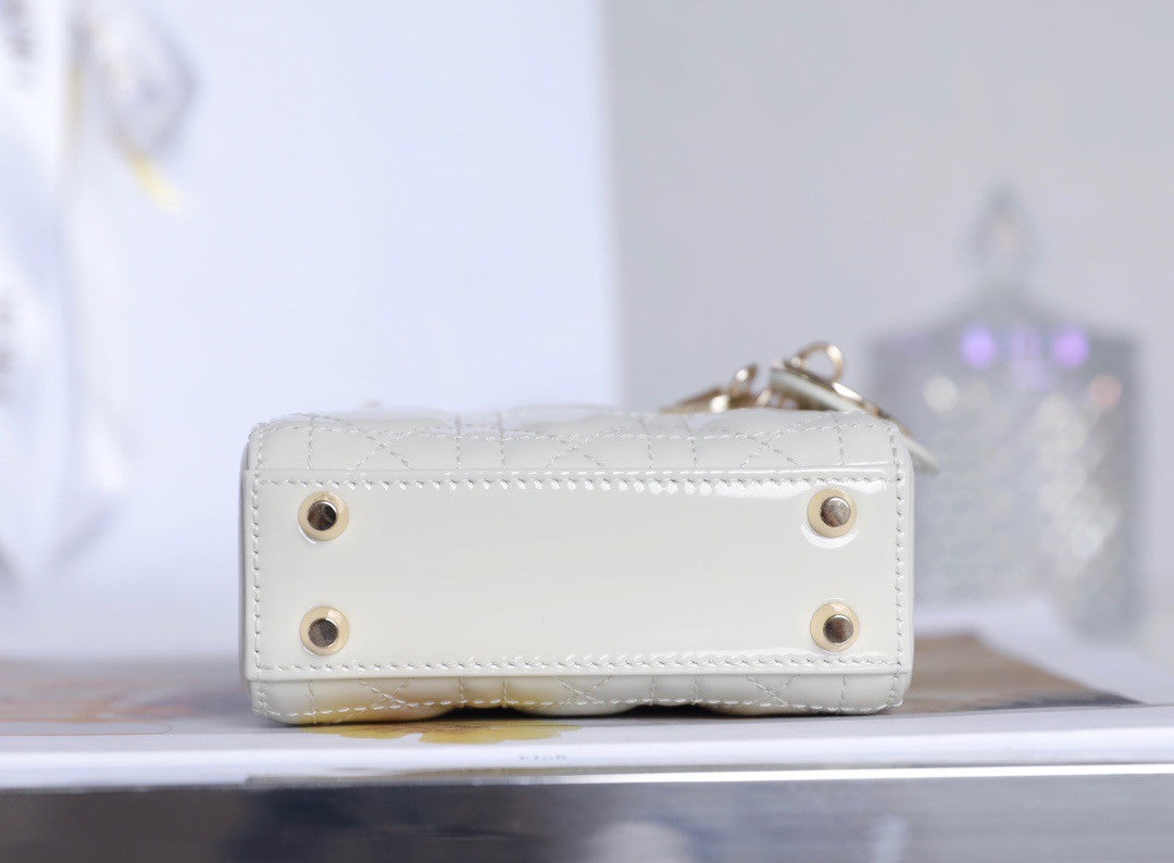 Christian Dior MICRO LADY DIOR BAG PATENT WHITE