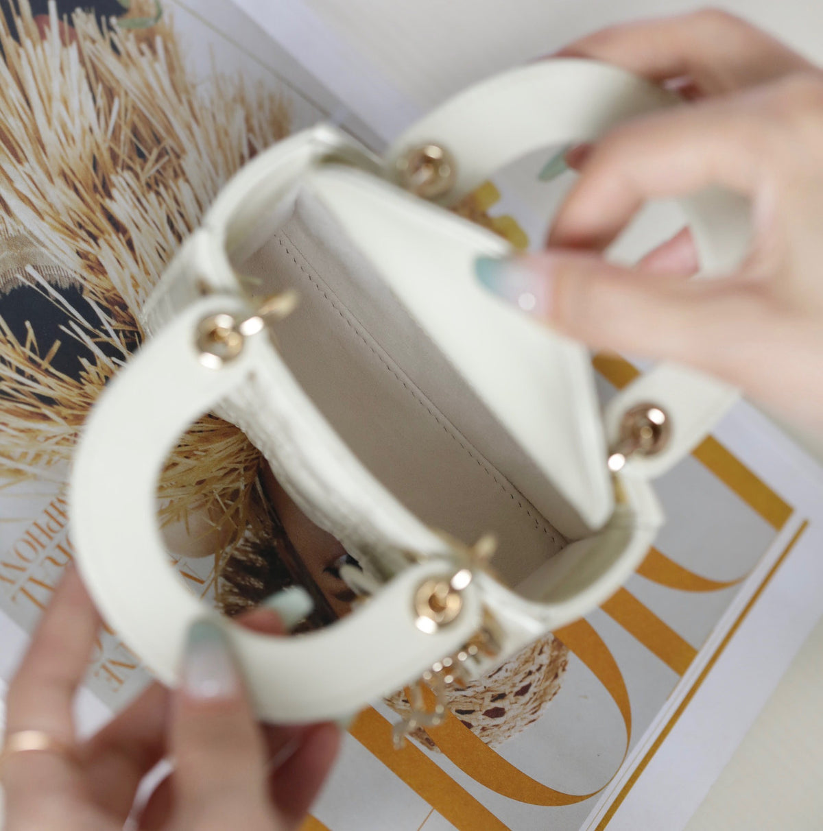 Christian Dior MICRO LADY DIOR BAG PATENT WHITE
