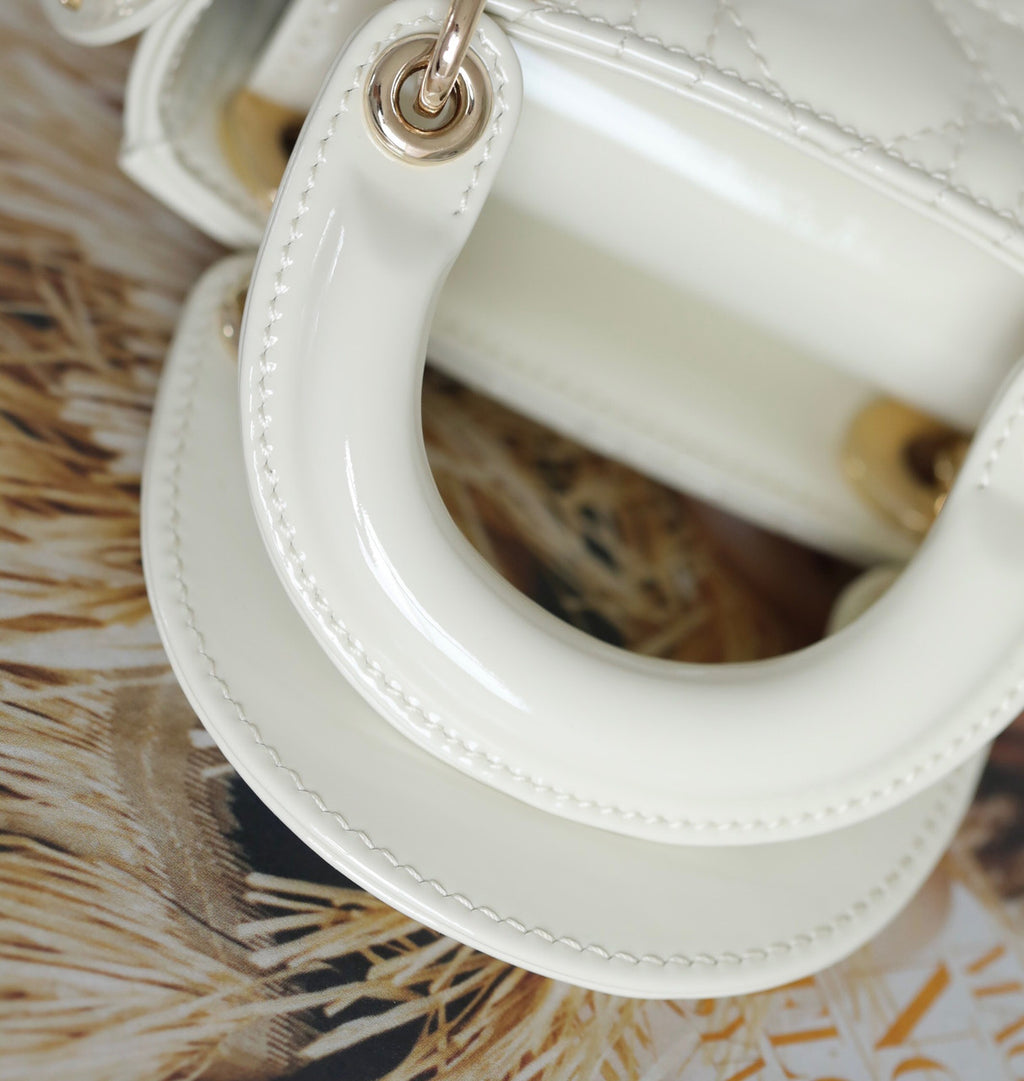 Christian Dior MICRO LADY DIOR BAG PATENT WHITE