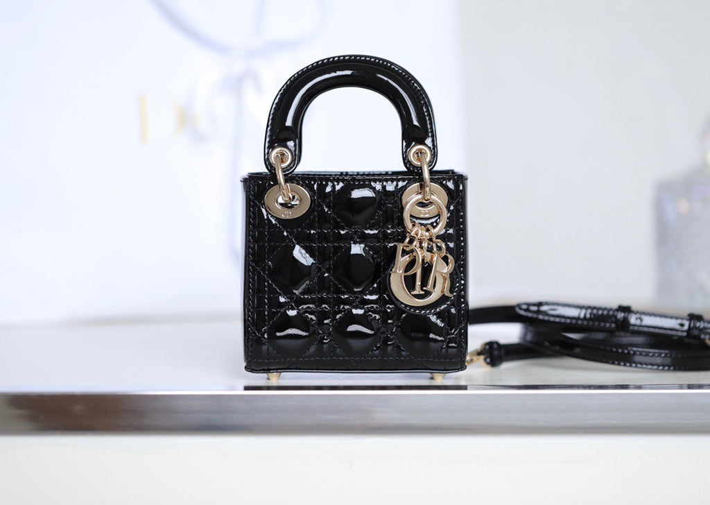 Christian Dior MICRO LADY DIOR BAG PATENT BLACK