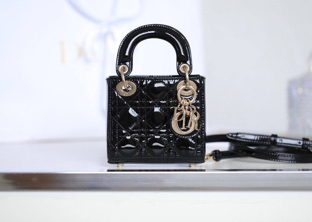 Christian Dior MICRO LADY DIOR BAG PATENT BLACK