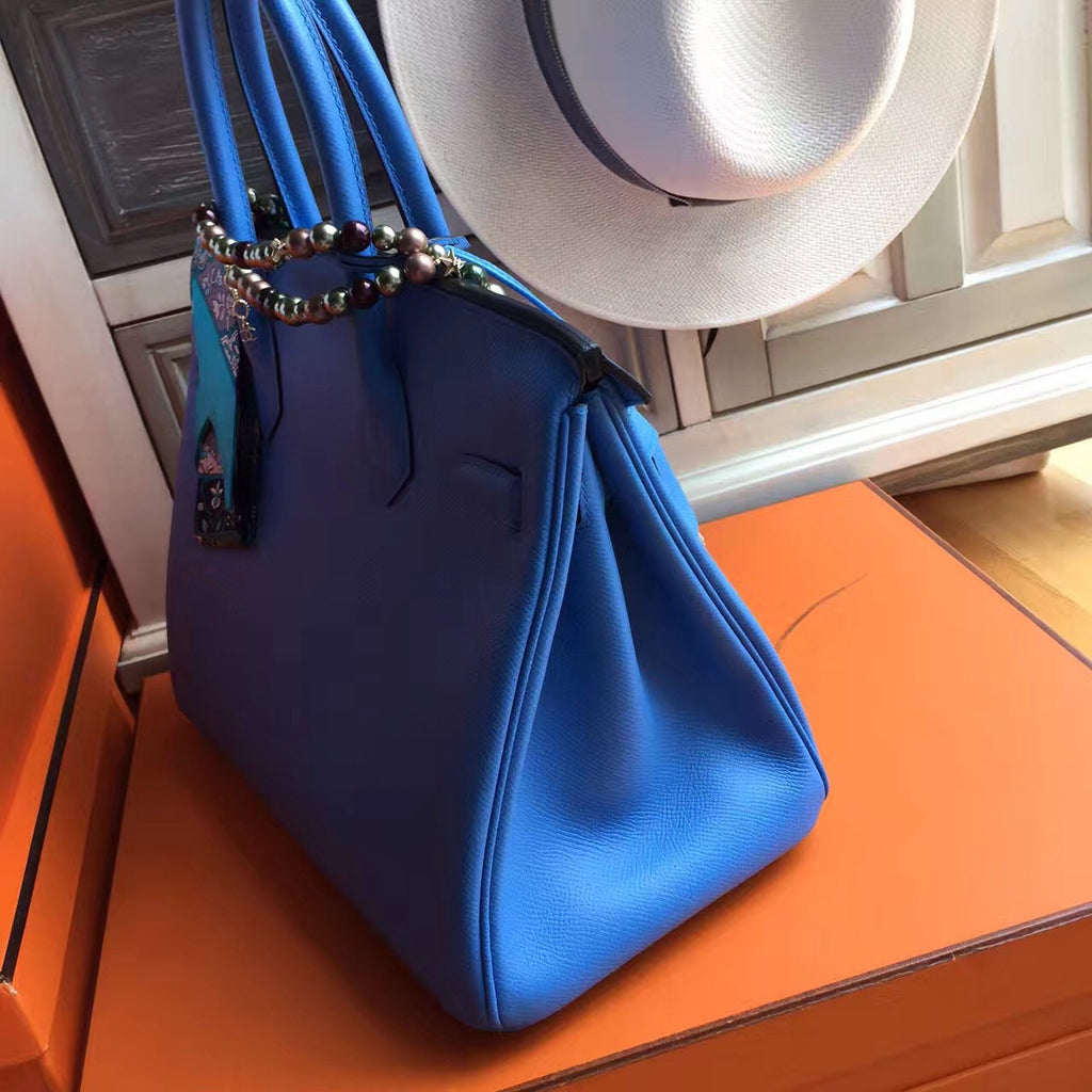 Hermes Bleu Paradis 2T Birkin 30 cm Epsom Palladium  Hardware