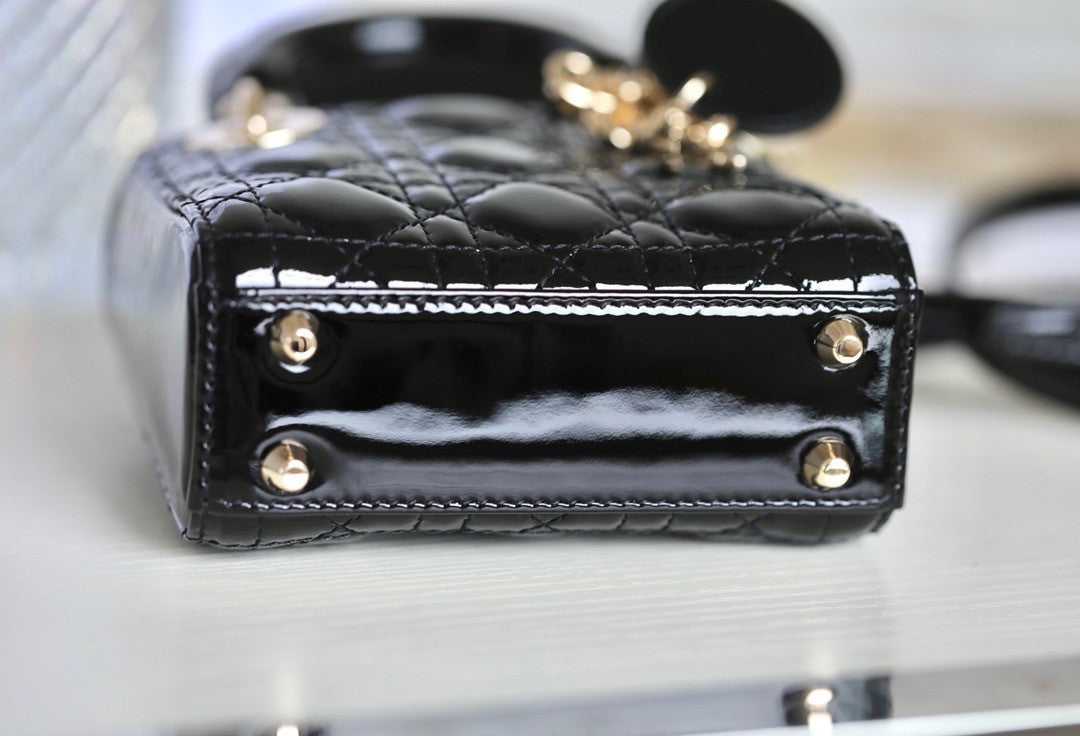 Christian Dior MICRO LADY DIOR BAG PATENT BLACK