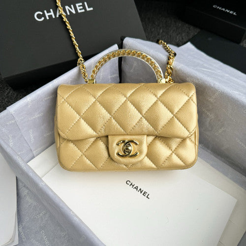 CHANEL MINI FLAP BAG WITH RESIN TOP HANDLE