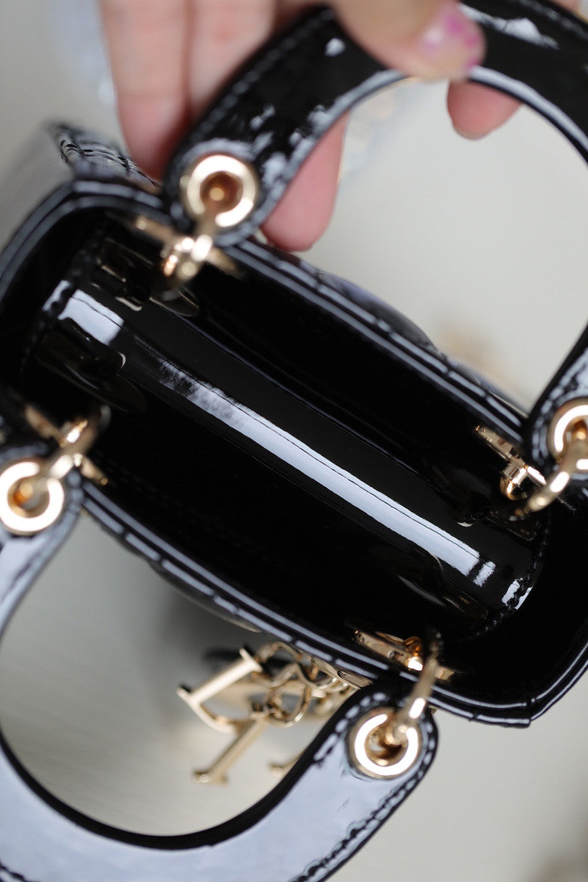 Christian Dior MICRO LADY DIOR BAG PATENT BLACK