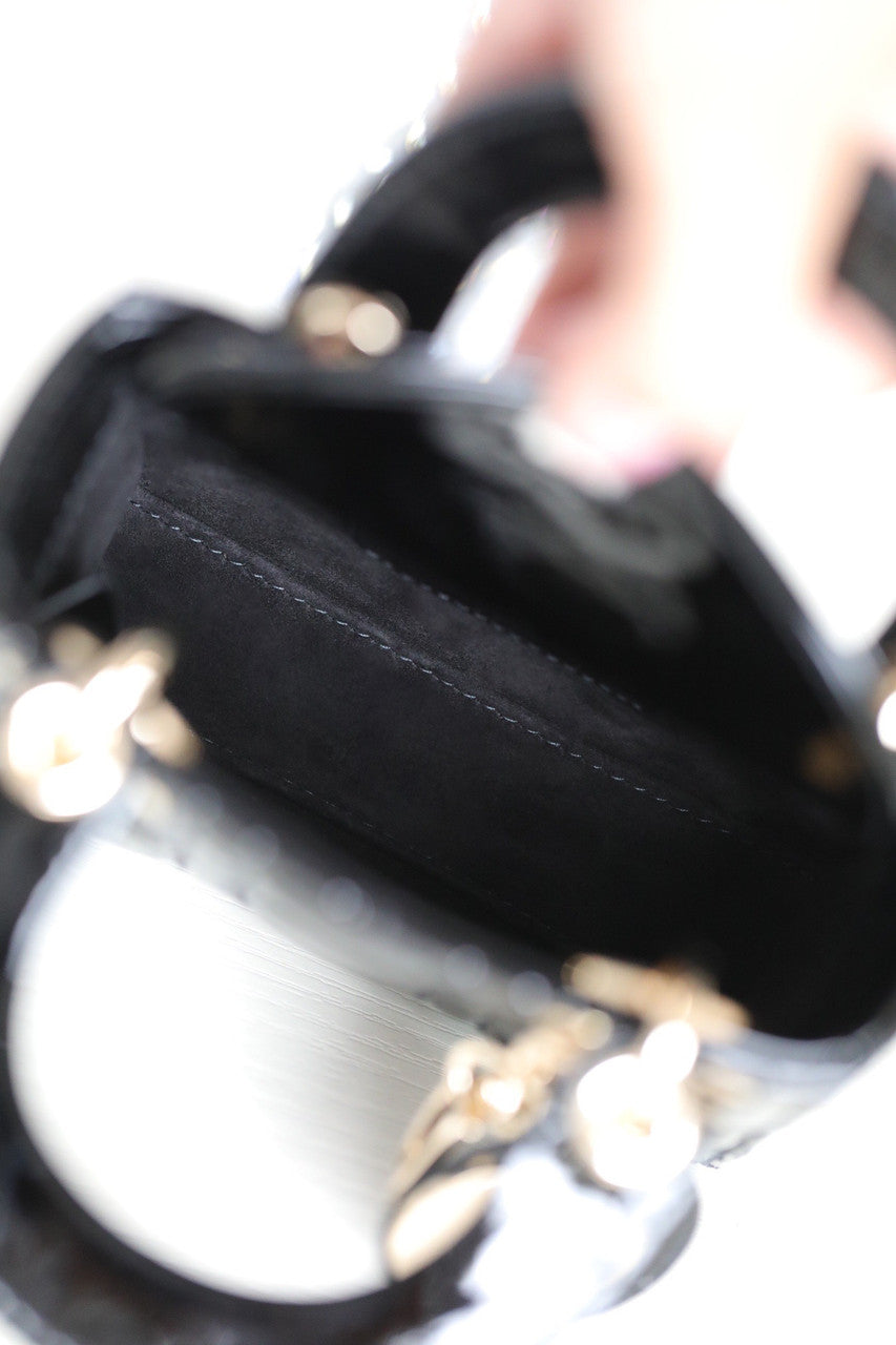 Christian Dior MICRO LADY DIOR BAG PATENT BLACK