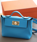 Hermès Mini 24/24 – 21 Bag Blue Aztec Evercolor/Swift leather