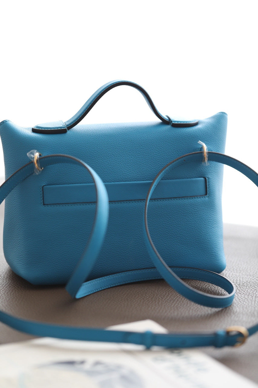 Hermès Mini 24/24 – 21 Bag Blue Aztec Evercolor/Swift leather