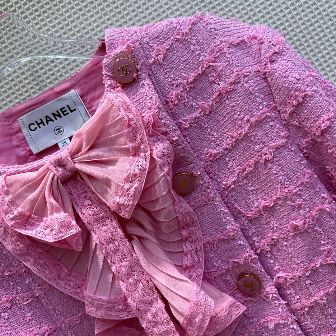 Chanel JACKET DARK PINK Cotton Tweed JACKET