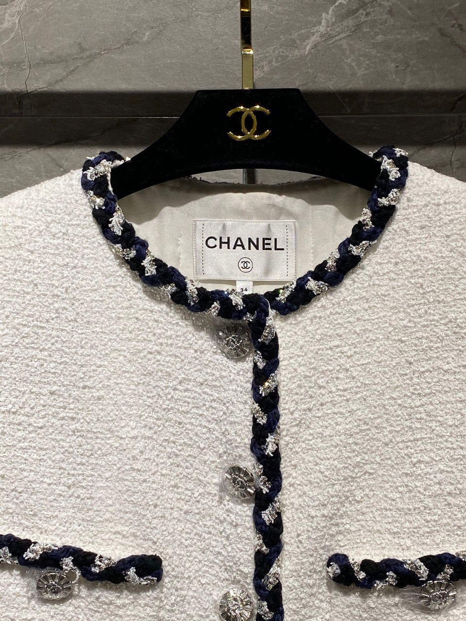 Chanel Cruise 2023 White Cotton Tweed Jacket