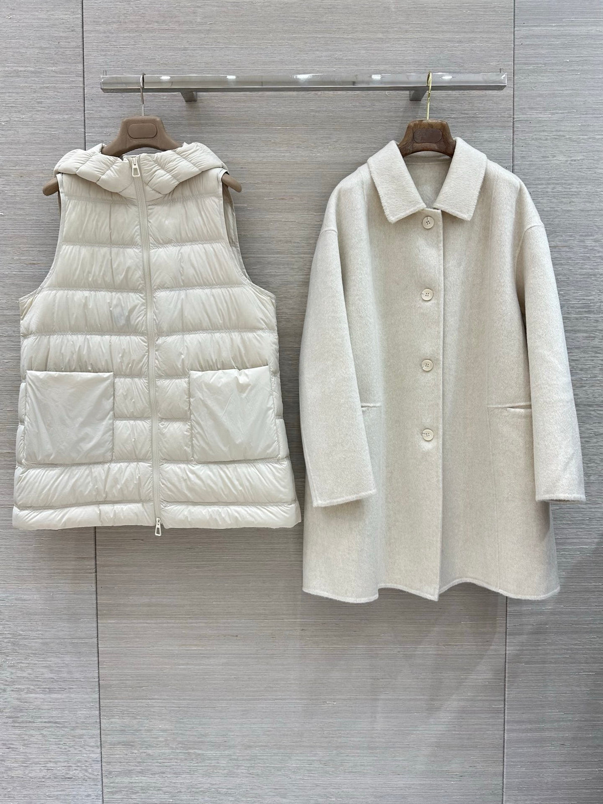 Loro Piana oatmeal taupe modular coat