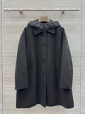 Loro Piana two-piece wool cashmere coat with detachable down vest in charcoal grey