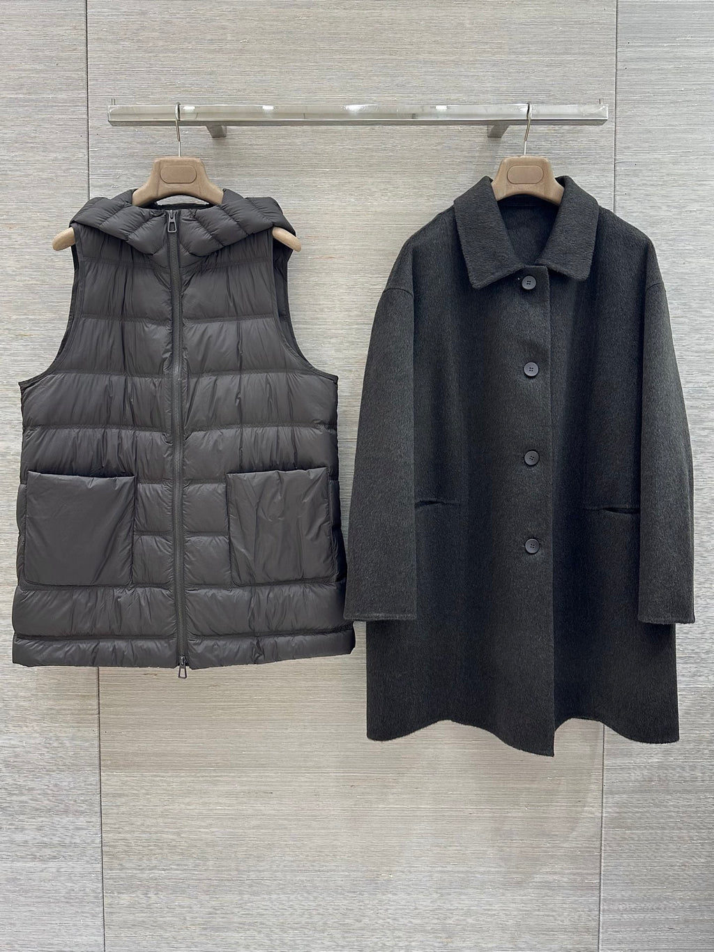 Loro Piana charcoal grey modular coat