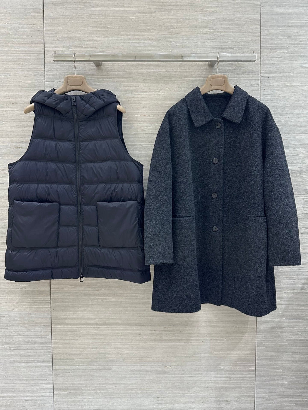 Loro Piana charcoal grey modular coat