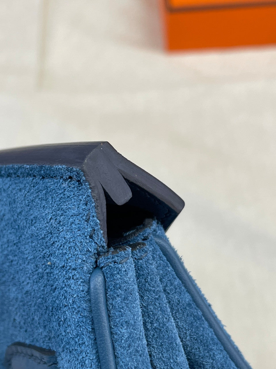 HERMES LIMITED EDITION BLEU THALASSA GRIZZLY BIRKIN 25 WITH PERMABRASS HARDWARE