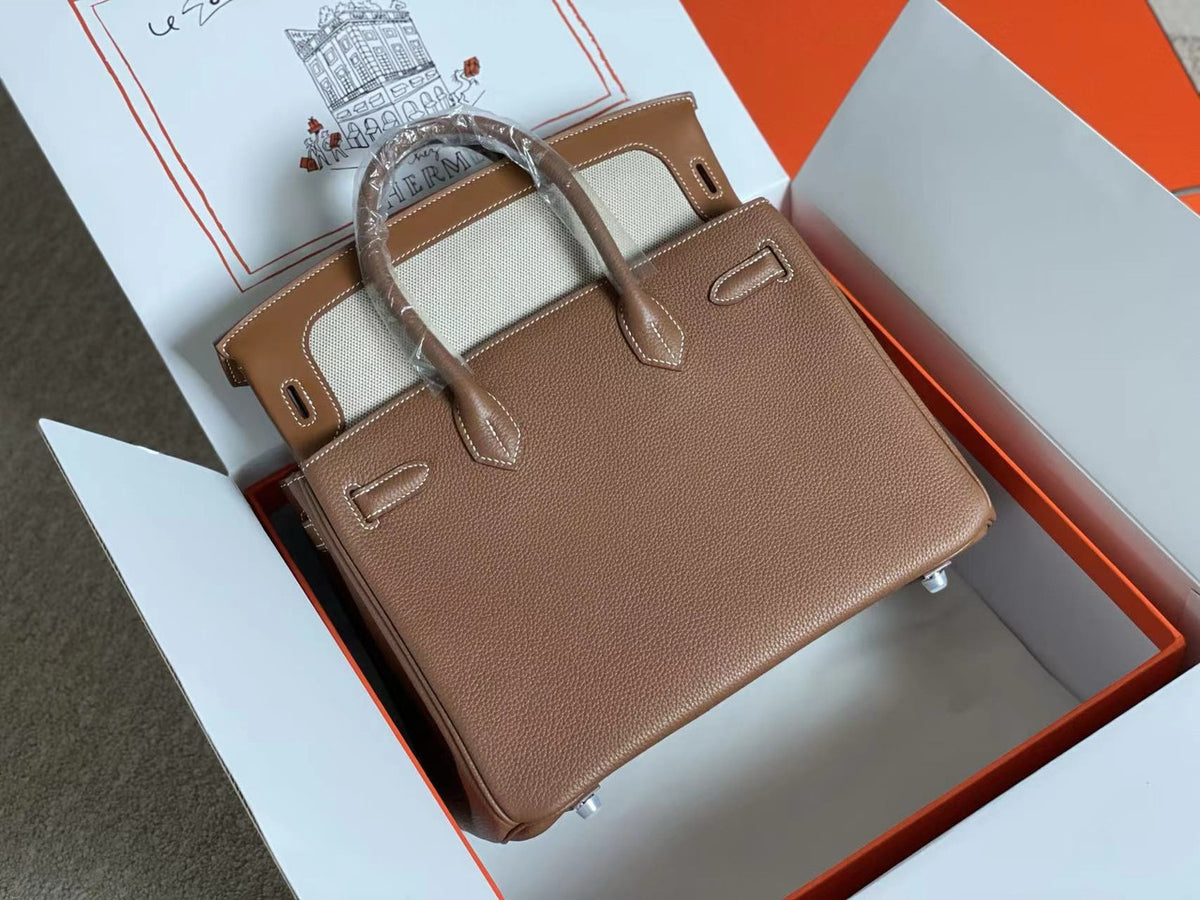 Hermès 3 En 1 Birkin 30 Gold Barenia Faubourg and Toile with Palladium Hardware