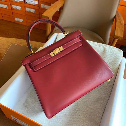 Hermès Red Kelly 25 Box Leather Gold Hardware Hermes