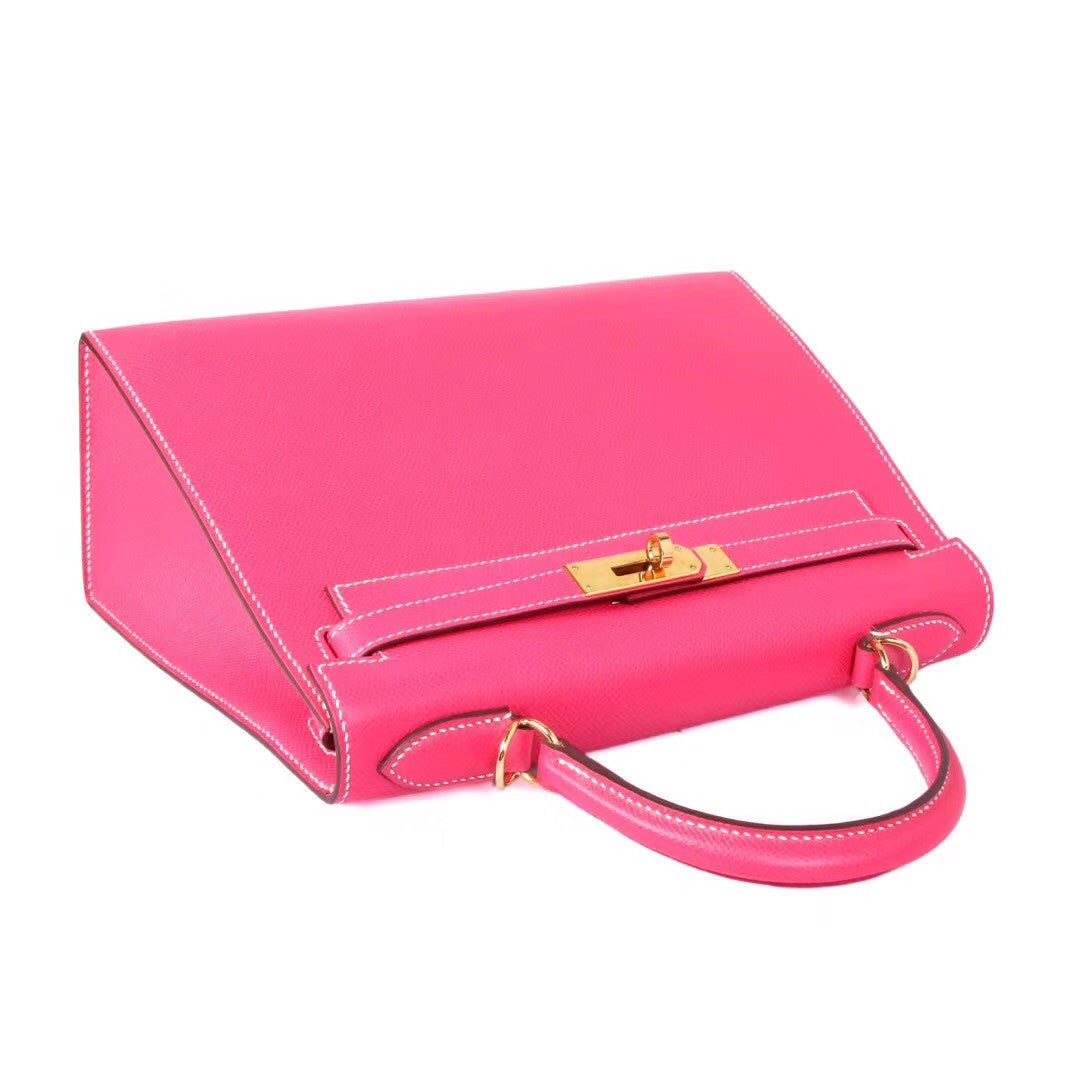 Hermes E5 Rose Tyrien  Kelly 28 cm Epsom Gold Hardware