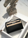 Hermès Black Mini Kelly Pochette Box Calf Leather Palladium Hardware Hermes