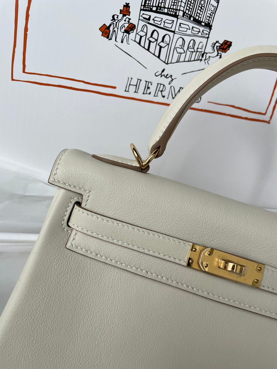 Hermes Craie Kelly 25 cm Swift Gold Hardware