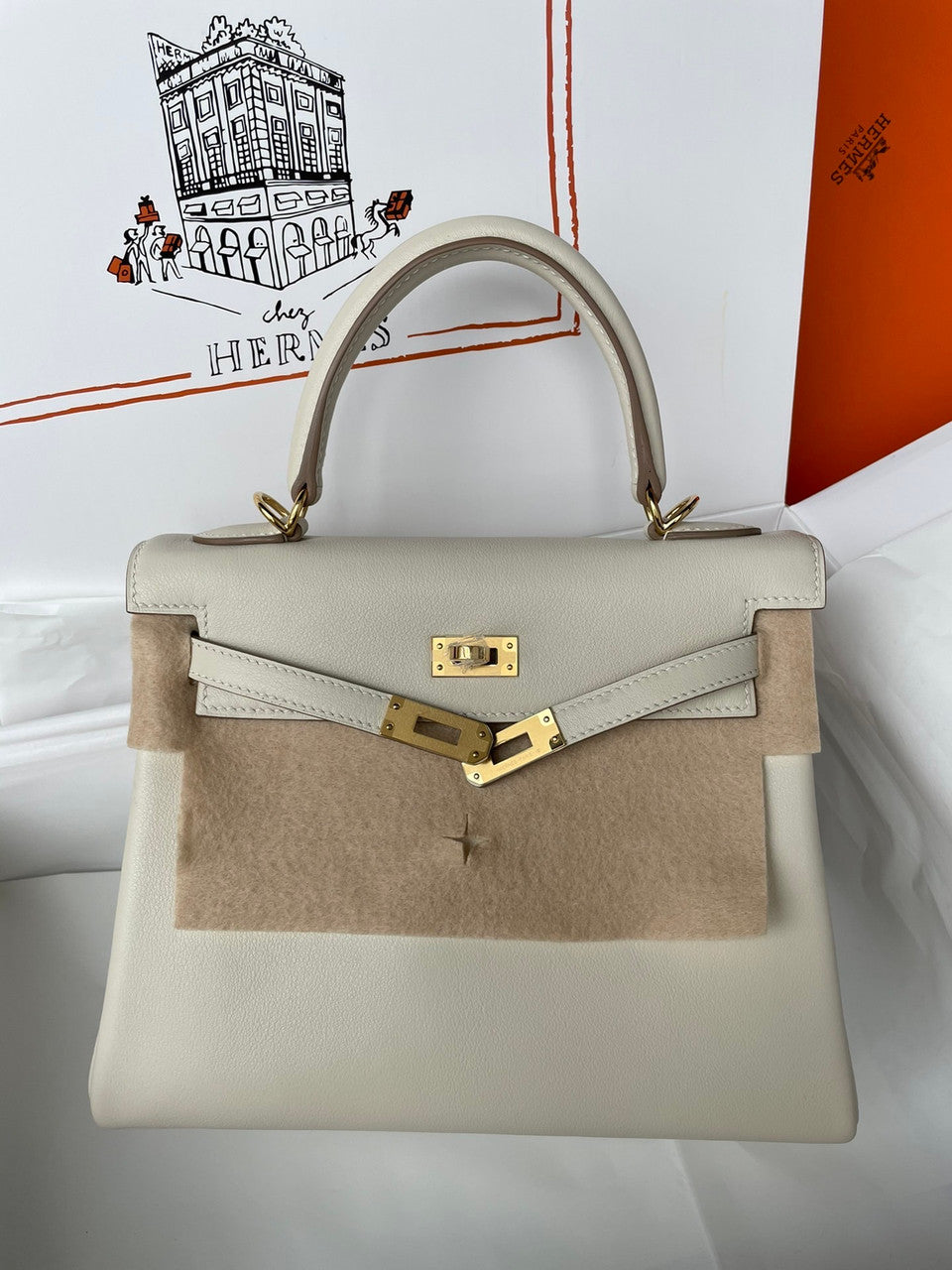 Hermes Craie Kelly 25 cm Swift Gold Hardware