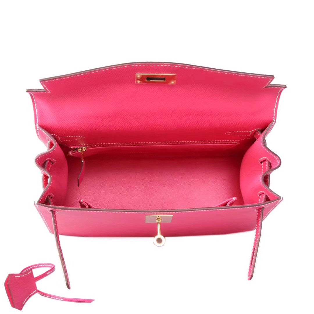 Hermes E5 Rose Tyrien  Kelly 28 cm Epsom Gold Hardware