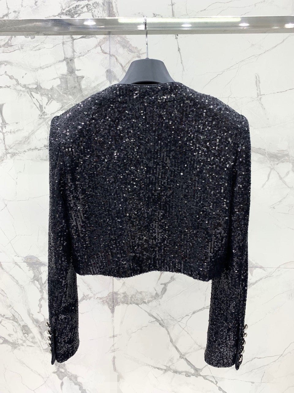 Balmain Short sequin jacket Black