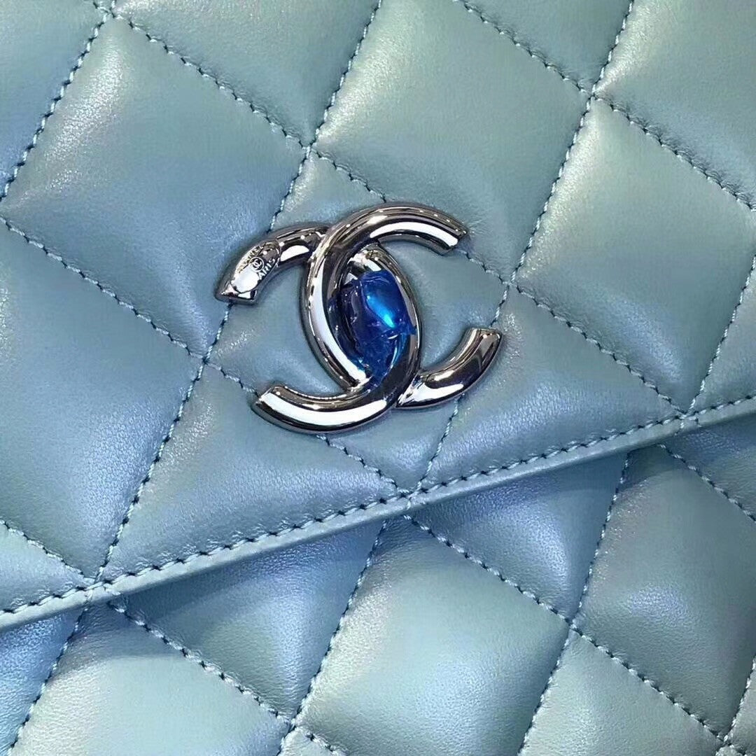 Chanel  Small Trendy CC Top Handle Bag Quilted Green Lambskin