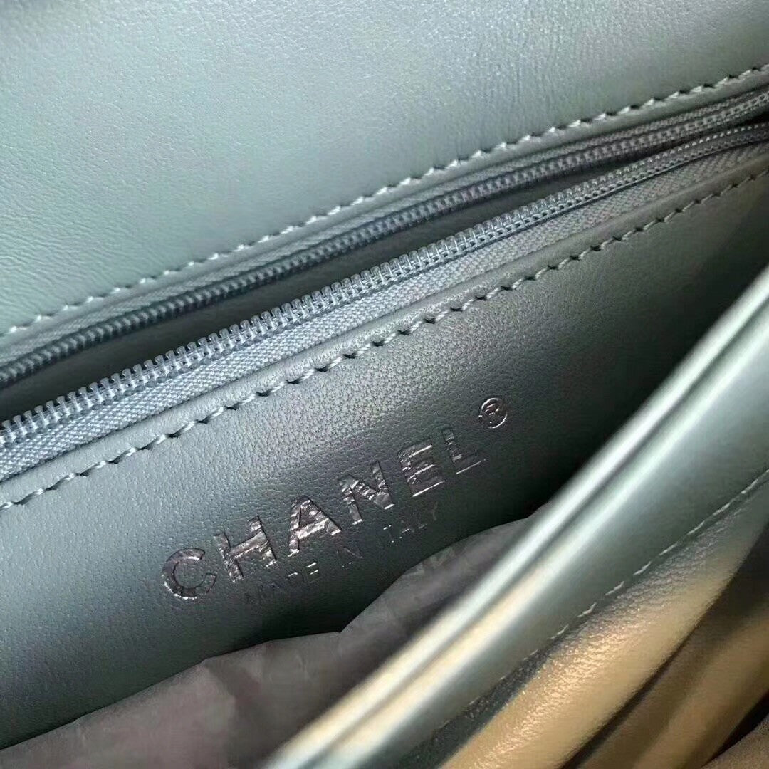 Chanel  Small Trendy CC Top Handle Bag Quilted Green Lambskin