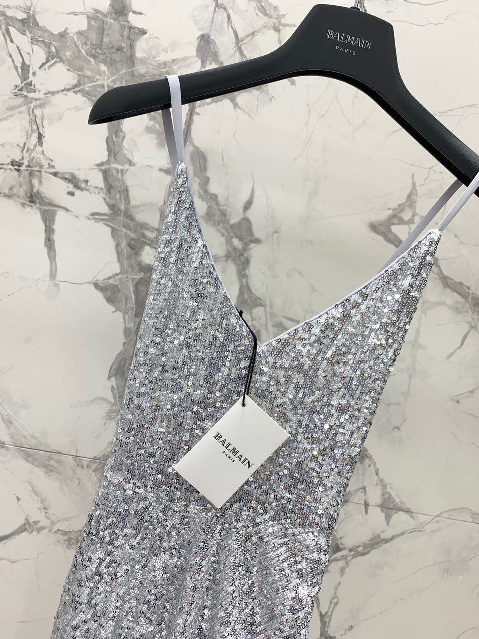 Balmain Long sequinned dress Silver