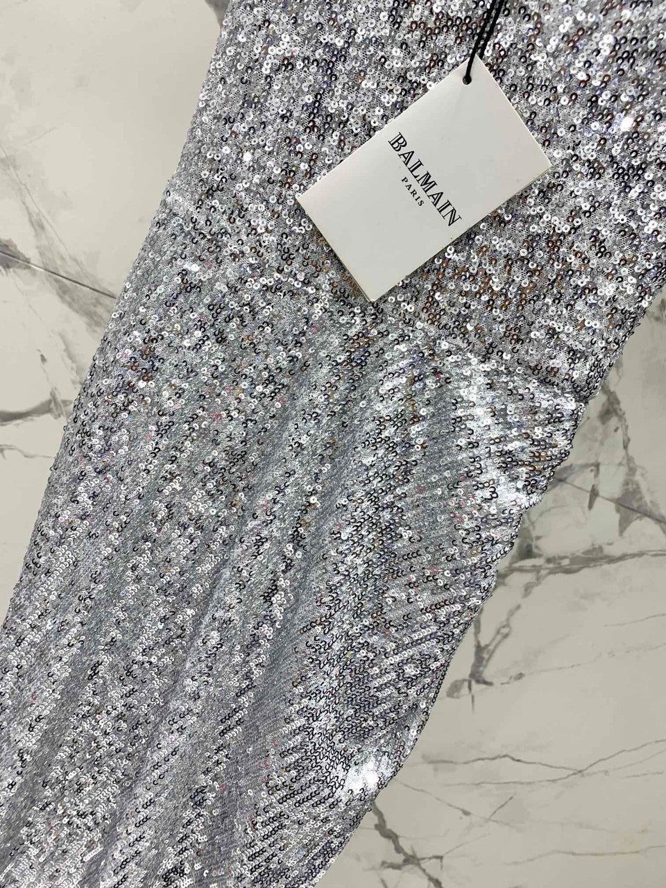 Balmain Long sequinned dress Silver