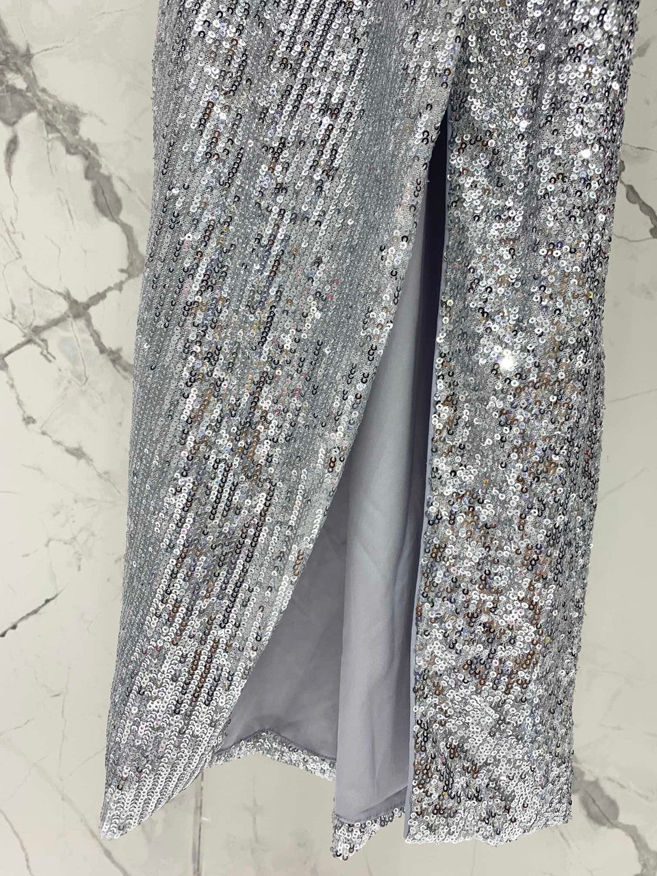 Balmain Long sequinned dress Silver