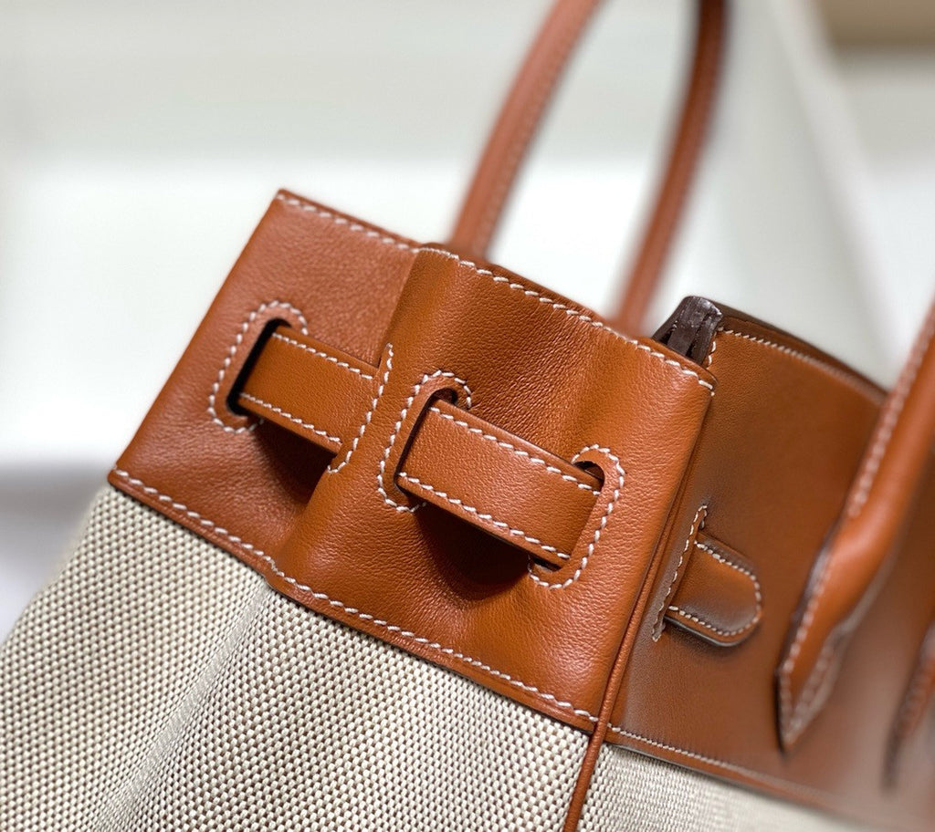 Hermès Birkin 30 Bag Toile Gold Swift Leather Hermes