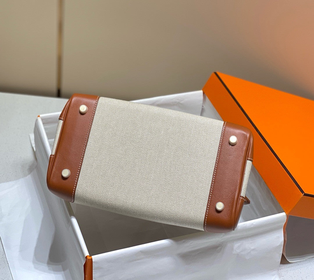 Hermès Birkin 30 Bag Toile Gold Swift Leather Hermes